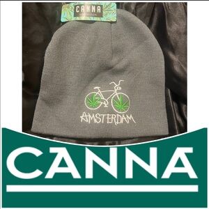 Canna Amsterdam Weed Gray Bike Beanie